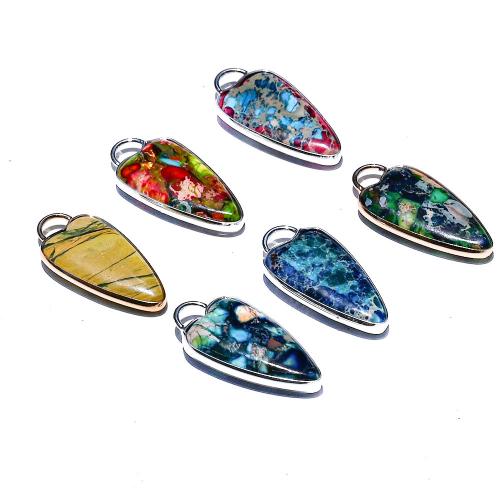 Pendentifs jaspe impérial, Jaspe d'impression, avec laiton, DIY, plus de couleurs à choisir Vendu par PC