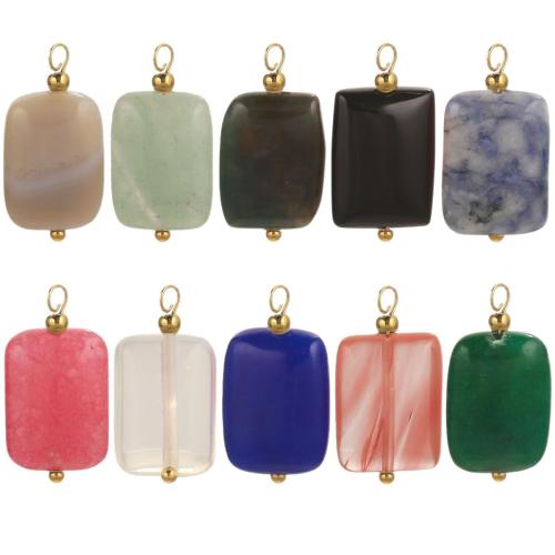 Pendentif bijoux de pierre gemme, Acier inoxydable 304, avec Pierre naturelle, Placage de couleur d'or, DIY & différents matériaux pour le choix, plus de couleurs à choisir Vendu par sac