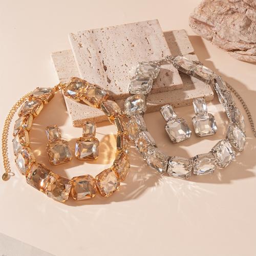 Strass Zink Legierung Schmuck Set, Zinklegierung, 2 Stück & für Frau & mit Strass, keine, verkauft von setzen