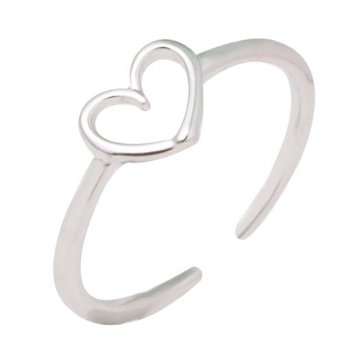 Argent sterling 925 Bague d'orteil, coeur, Plaqué de platine, pour femme & creux .5, Vendu par PC