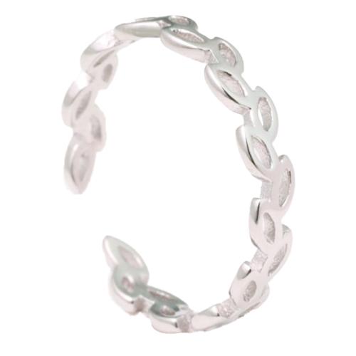Argent sterling 925 Bague d'orteil, feuille, Plaqué de platine, pour femme & creux Vendu par PC