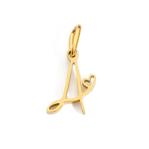 Stainless Steel Letter Pendant, 304 Stainless Steel, Alphabet Letter, plated, DIY 10mm 