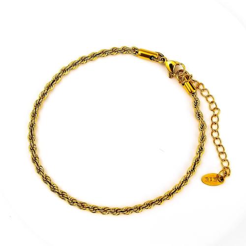 Acier inoxydable 304 bracelet, avec 2inch chaînes de rallonge, Placage de couleur d'or, unisexe & styles différents pour le choix Environ 6.7 pouce, Vendu par PC