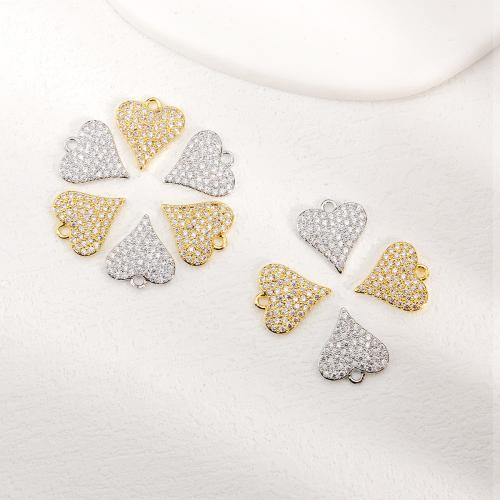 Cubic Zirconia Micro Pave Brass Pendant, Heart, plated, DIY & micro pave cubic zirconia 