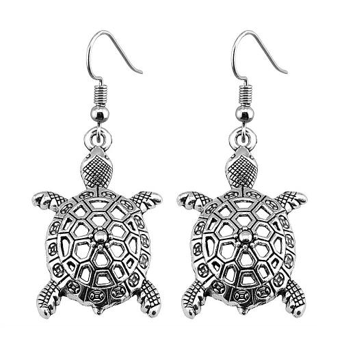 Zinc Alloy Drop Earring, with Iron, Turtle, antique silver color plated, fashion jewelry & for woman, Ear drop ear hook 