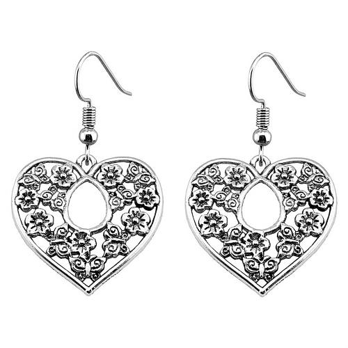 Zinc Alloy Drop Earring, with Iron, Heart, plated, fashion jewelry & for woman Eardrop earhook 