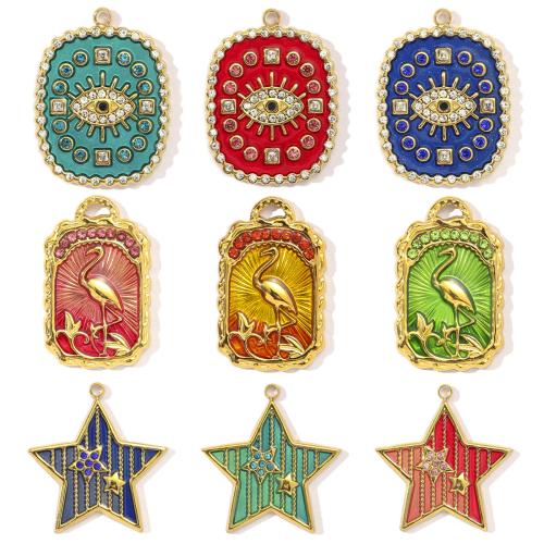 Pendentifs en acier inoxydable émail, Acier inoxydable 304, Placage ionique sous vide, Forme différente pour le choix & DIY & avec strass, plus de couleurs à choisir Vendu par sac