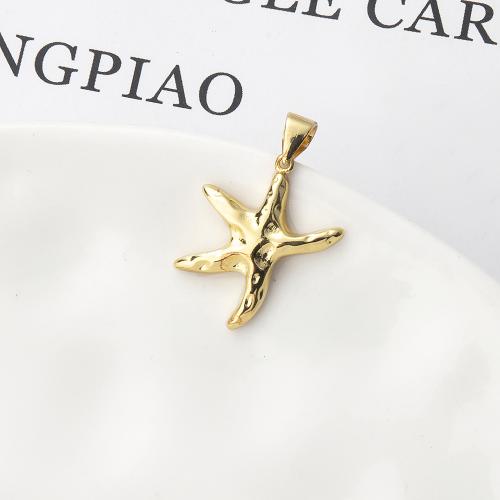 Animal Brass Pendants, Starfish, gold color plated, DIY 