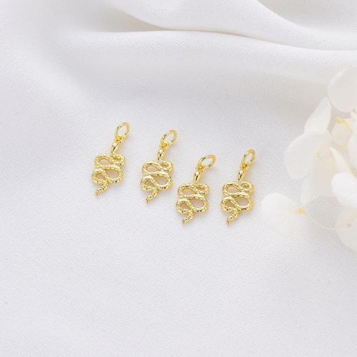 Animal Brass Pendants, Snake, gold color plated, DIY 