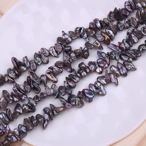 Perles nacres baroques de culture d'eau douce , perle d'eau douce cultivée, Irrégulière, DIY, noire, About：7-8mm, Vendu par brin