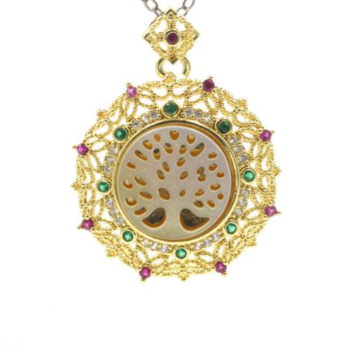 Brass Shell Pendants, with Shell, gold color plated, DIY & with rhinestone, golden 