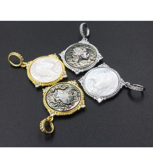 Brass Shell Pendants, with Shell, plated, DIY & with rhinestone 