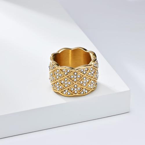 Anilo de dedo de acero inoxidable, acero inoxidable 304, chapado, unisexo & diverso tamaño para la opción & con diamantes de imitación, más colores para la opción, Vendido por UD