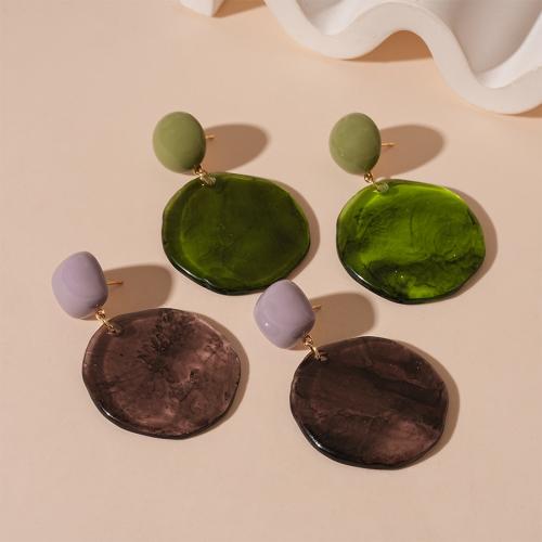Resin Drop Earring, Round, plated, fashion jewelry & for woman 