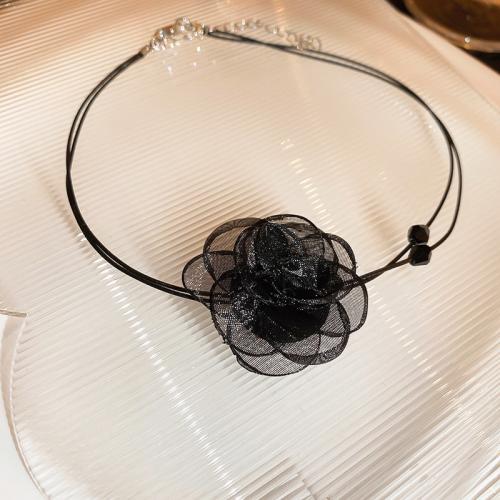 ファッションチョーカーネックレス, 亜鉛合金, とともに 布 & クリスタル, とともに 7.5cm エクステンダチェーン, ダブルレイヤー & ファッションジュエリー & 女性用, ブラック, 長さ:32.5 センチ, 売り手 パソコン