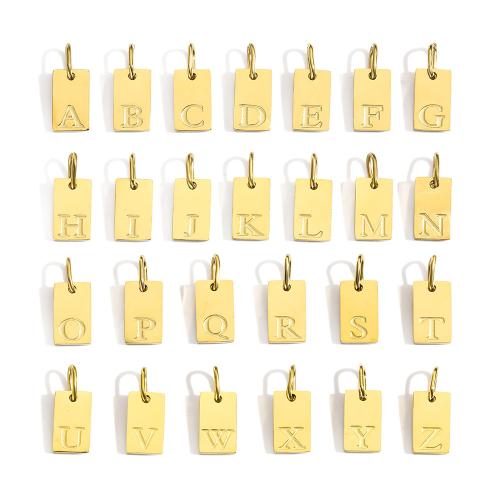 Stainless Steel Letter Pendant, 304 Stainless Steel, Rectangle, gold color plated, DIY & with letter pattern 