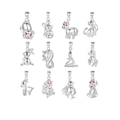 Colgante de plata de rey de animal, Plata de ley 925, Zodíaco Chino, Bricolaje & diferentes estilos para la opción & con diamantes de imitación, pendant length 10-30mm, Vendido por UD