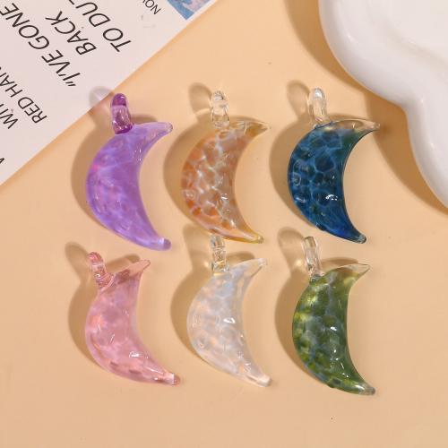 Pendentifs artisanaux au style murano, chalumeau, lune, DIY, plus de couleurs à choisir, 30mm, Vendu par PC[