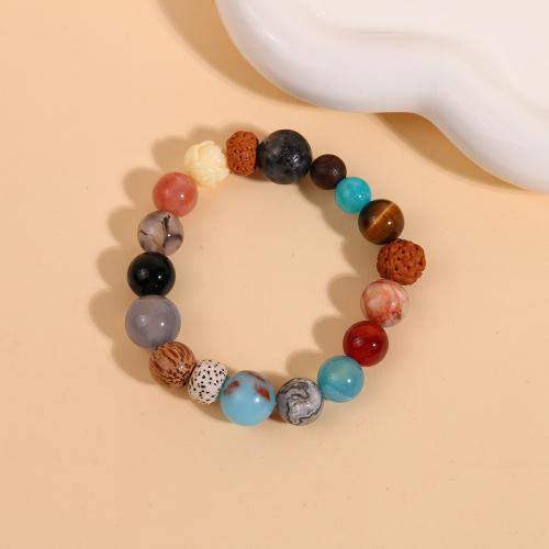 Bracelets en pierres précieuses, pierre gemme, Rond, bijoux de mode & unisexe, couleurs mélangées Environ 18 cm, Vendu par brin