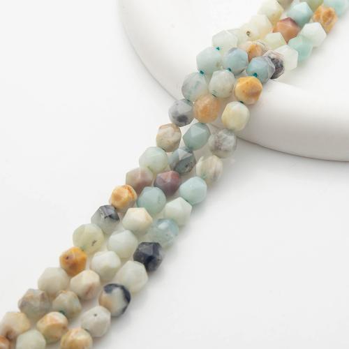 Perles amazonite, polygone, DIY & normes différentes pour le choix & facettes, couleurs mélangées Environ 38 cm, Vendu par brin