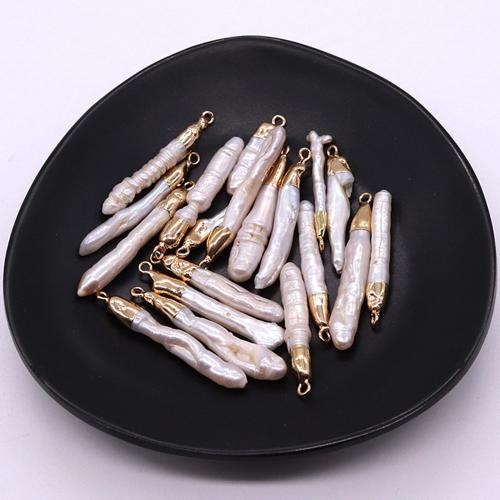 Pendentifs perlières d'eau douce, perle d'eau douce cultivée, Irrégulière, Placage de couleur d'or, DIY Vendu par PC