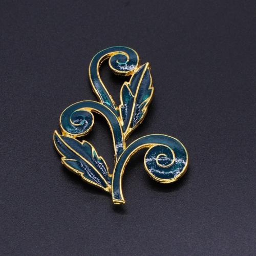 Zinc Alloy Enamel Pendants, Leaf, gold color plated, DIY 
