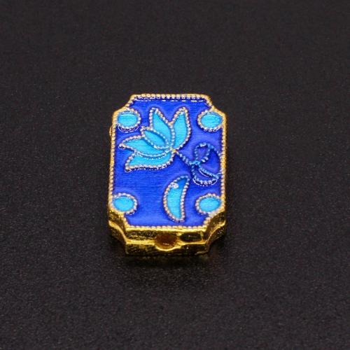 Perles émail alliage de zinc, avec cloisonne, rectangle, Placage, DIY, bleu, Vendu par PC