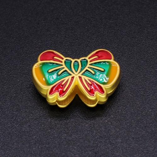 Perles émail alliage de zinc, avec cloisonne, Noeud papillon, Plaqué or mat, DIY, Vendu par PC