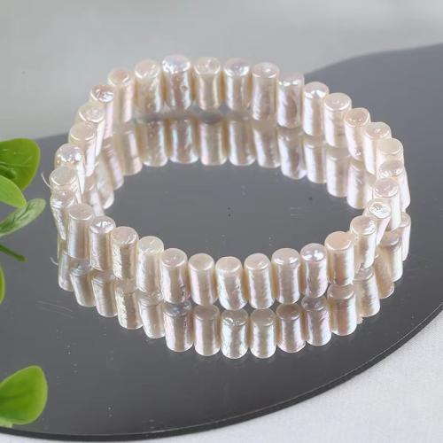 Cultured Freshwater Pearl Bracelets, with Elastic Thread, Column, for woman *9-10mm cm 
