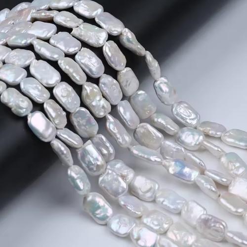 Perles nacres baroques de culture d'eau douce , perle d'eau douce cultivée, rectangle, DIY, blanc, About：12-14mm, Vendu par brin