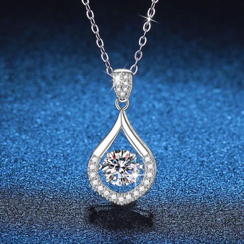 Argent sterling 925 collier, larme, Plaqué de platine, Chaîne transversale & différents matériaux pour le choix & pour femme, Vendu par PC