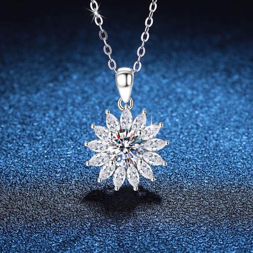 Argent sterling 925 collier, avec 2inch chaînes de rallonge, fleur, Plaqué de platine, Chaîne transversale & différents matériaux pour le choix & pour femme Environ 15.7 pouce, Vendu par PC