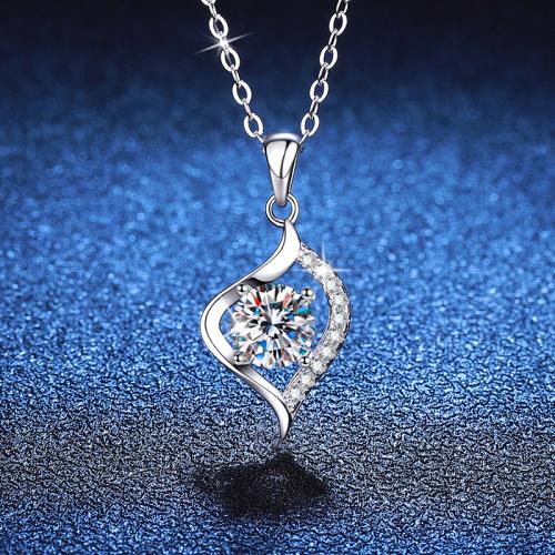 Argent sterling 925 collier, avec 2inch chaînes de rallonge, coeur, Plaqué de platine, Chaîne transversale & différents matériaux pour le choix & pour femme Environ 15.7 pouce, Vendu par PC