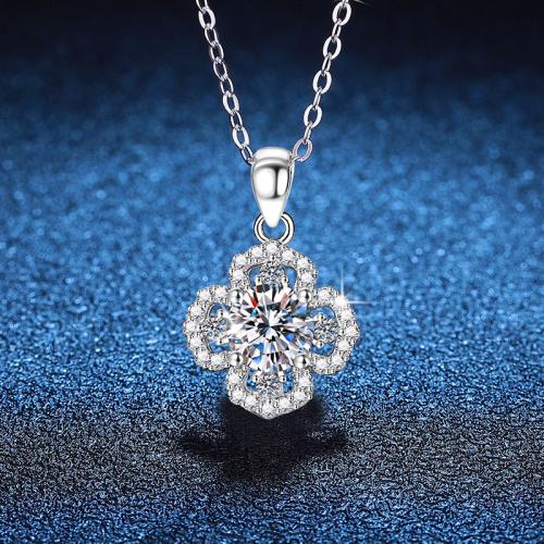 Argent sterling 925 collier, avec 2inch chaînes de rallonge, Trèfle à quatre feuilles, Plaqué de platine, Chaîne transversale & différents matériaux pour le choix & pour femme Environ 15.7 pouce, Vendu par PC