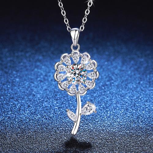 Argent sterling 925 collier, avec 2inch chaînes de rallonge, Tournesol, Plaqué de platine, Chaîne transversale & différents matériaux pour le choix & pour femme Environ 15.7 pouce, Vendu par PC