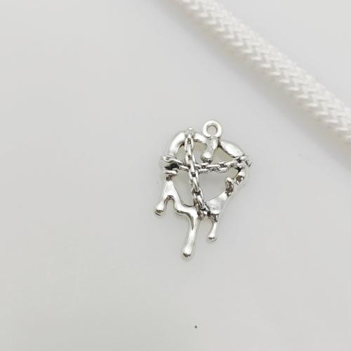 Colgantes de Aleación de Zinc en Forma de Corazón, chapado en color de plata antigua, Bricolaje, 20x32mm, aproximado 100PCs/Bolsa, Vendido por Bolsa