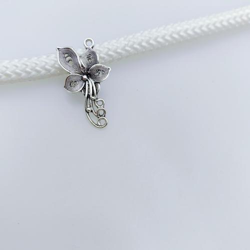Colgantes de Aleación de Zinc en Forma Flor, chapado en color de plata antigua, Bricolaje, 14x27mm, aproximado 100PCs/Bolsa, Vendido por Bolsa