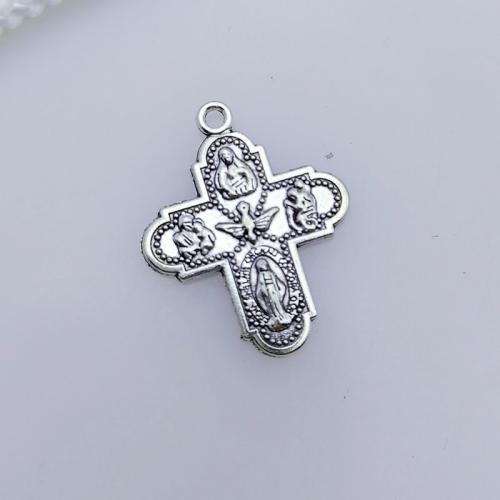 Colgantes de Aleación de Zinc en Forma Cruces, chapado en color de plata antigua, Bricolaje, 24x30mm, aproximado 100PCs/Bolsa, Vendido por Bolsa