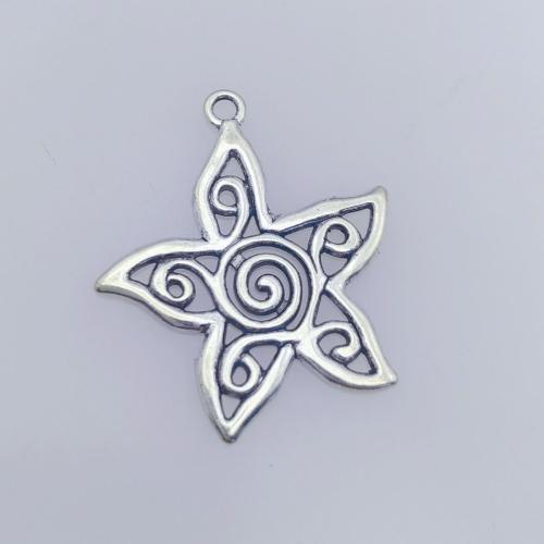 Pendentifs creux en alliage de zinc, étoile de mer, Plaqué de couleur d'argent, DIY Environ Vendu par sac