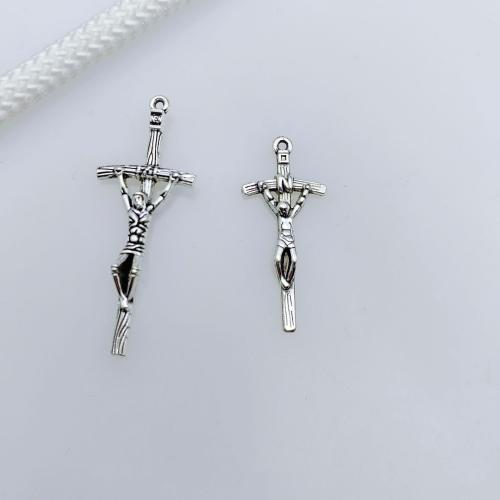Colgantes de Aleación de Zinc en Forma Cruces, chapado en color de plata antigua, Bricolaje & diverso tamaño para la opción, aproximado 100PCs/Bolsa, Vendido por Bolsa