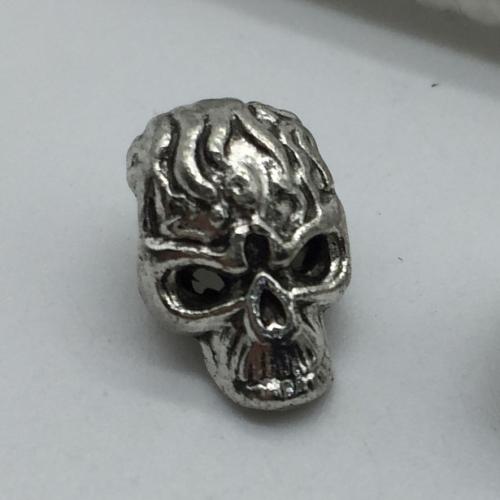 Perles de gros trou en alliage de zinc, crane, Plaqué de couleur d'argent, DIY Environ 4mm, Environ Vendu par sac