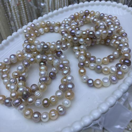 Cultured Freshwater Pearl Bracelets, with Elastic Thread, Round, for woman About：8-9mm 
