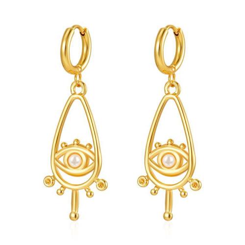 Boucles d'oreilles en acier titane, avec perle de plastique, Placage, pour femme, plus de couleurs à choisir, Vendu par paire