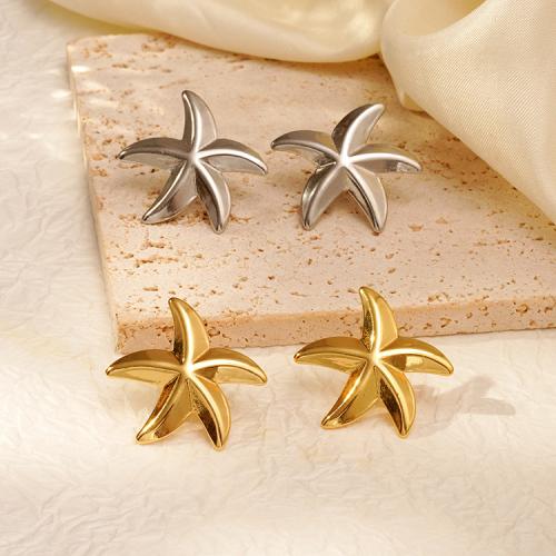 Boucles d'oreilles en acier titane, étoile de mer, Placage, pour femme, plus de couleurs à choisir, Vendu par paire