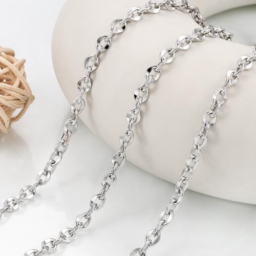 Stainless Steel Chain Jewelry, 304 Stainless Steel, silver color plated, DIY 