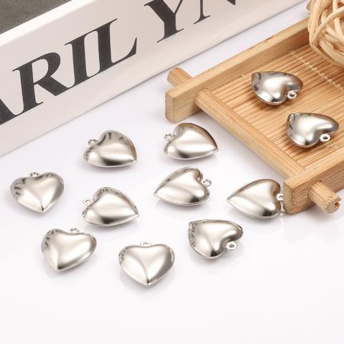 pendentifs de cœur en inox , Acier inoxydable 304, coeur, Placage de couleur argentée, DIY Vendu par PC