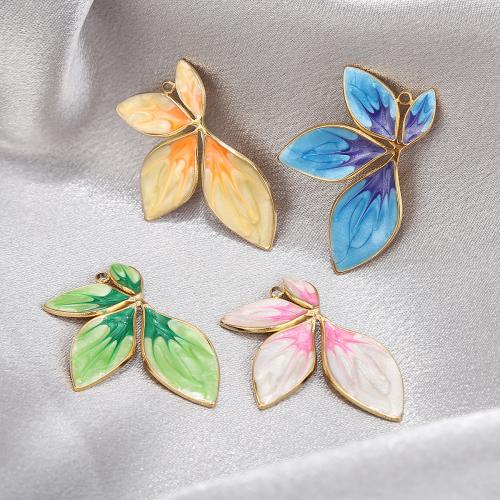 Pendentifs en acier inoxydable émail, Acier inoxydable 304, fleur, Placage, DIY, plus de couleurs à choisir Vendu par sac