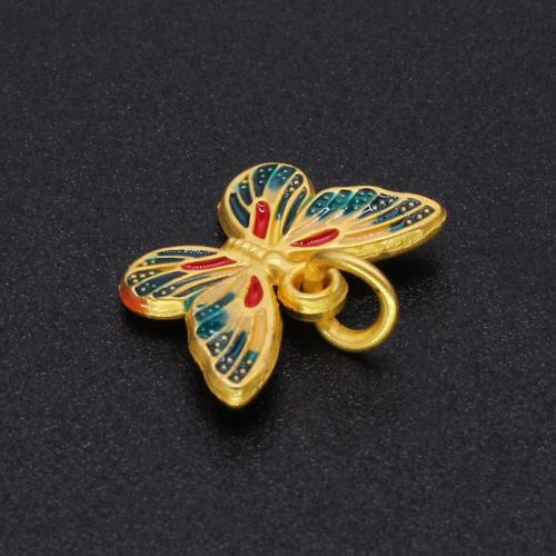 Zinc Alloy Enamel Pendants, Butterfly, gold color plated, DIY, golden 
