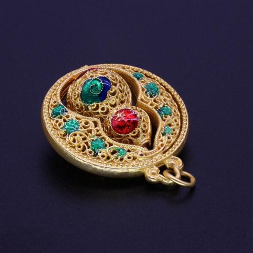 Zinc Alloy Enamel Pendants, gold color plated, DIY, golden 