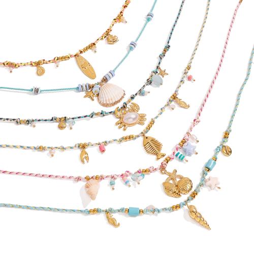 Collar de Acero Inoxidable, acero inoxidable 304, con Caddice, chapado, Joyería & diferentes estilos para la opción & para mujer, dorado, Vendido por UD